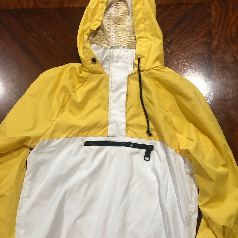 Hollister sz S White Yellow Hooded Half-zip Windbreaker Hoodie (b6)